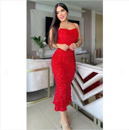 Vestido fiesta pana con lentejuelas