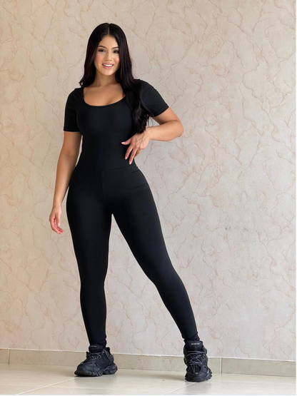 ENTERIZO CUADRO PUSH UP NEGRO 5615-1