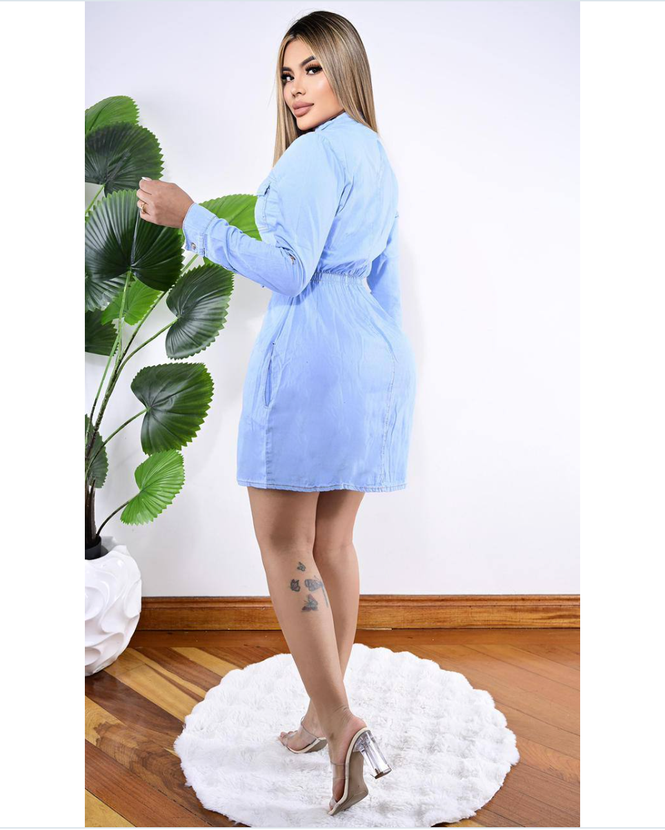Vestido jeans verano manga ajustable