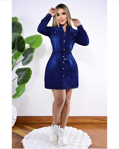 Vestido jeans verano manga ajustable